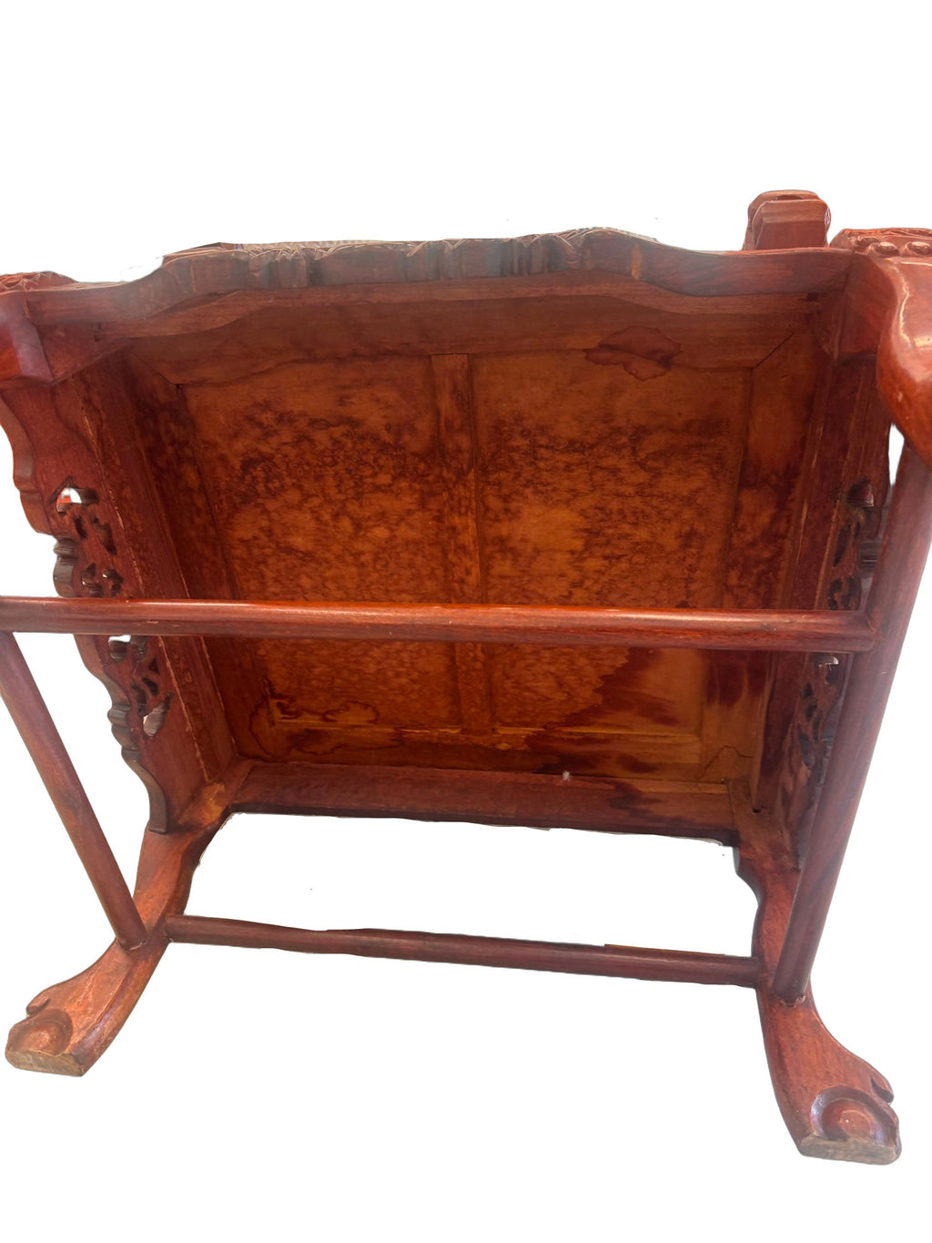 Antique Chinese Rosewood Dragon Armchair – Peranakan Style Carved Chair with Marble Insert, c. late 19th or early 20th century