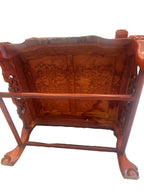 Antique Chinese Rosewood Dragon Armchair – Peranakan Style Carved Chair with Marble Insert, c. late 19th or early 20th century