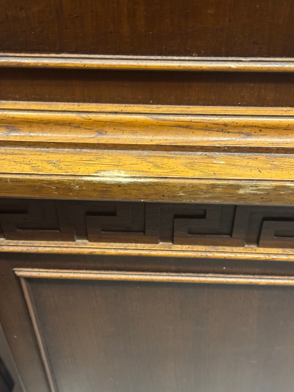Vintage Thomasville Greek Key Armoire in the Hollywood Regency Style, c. 1970s