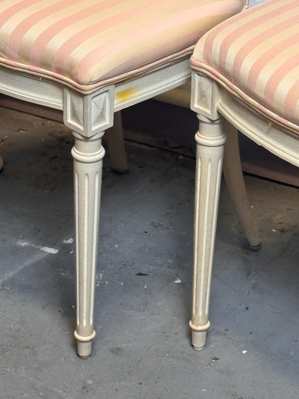 Vintage French Louis XVI Style Oval Cane Back Dining Chairs, Set of 6, c. 1970s