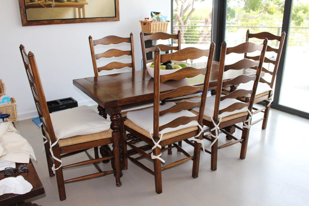 Vintage Ladderback Rush Seat Side Chairs Set of 6