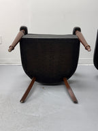 Vintage Tufted Leather Barrel-Back Tub Armchairs, Pair, c. 1970s