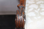 Antique French  Louis XIV Style Carved Walnut Ivory White Arm Chairs - Set of 2