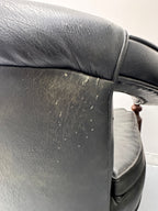 Vintage Tufted Leather Barrel-Back Tub Armchairs, Pair, c. 1970s