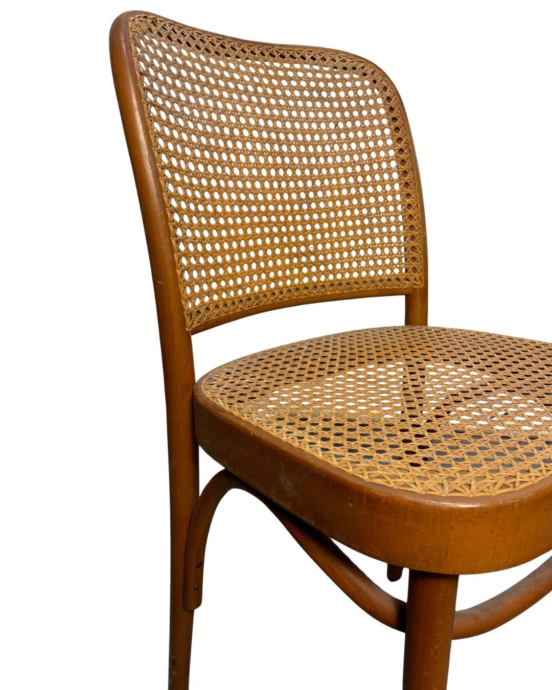 Vintage Thonet No. 811 Style Prague Bentwood & Cane Dining Chairs, Set of 4, c. 1960s–1980s