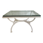1970s Painted Wrought Iron Indoor/Outdoor Coffee or Side Table with Glass Top