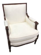 Antique Upholstered Arm Chairs with Mahogany Frame