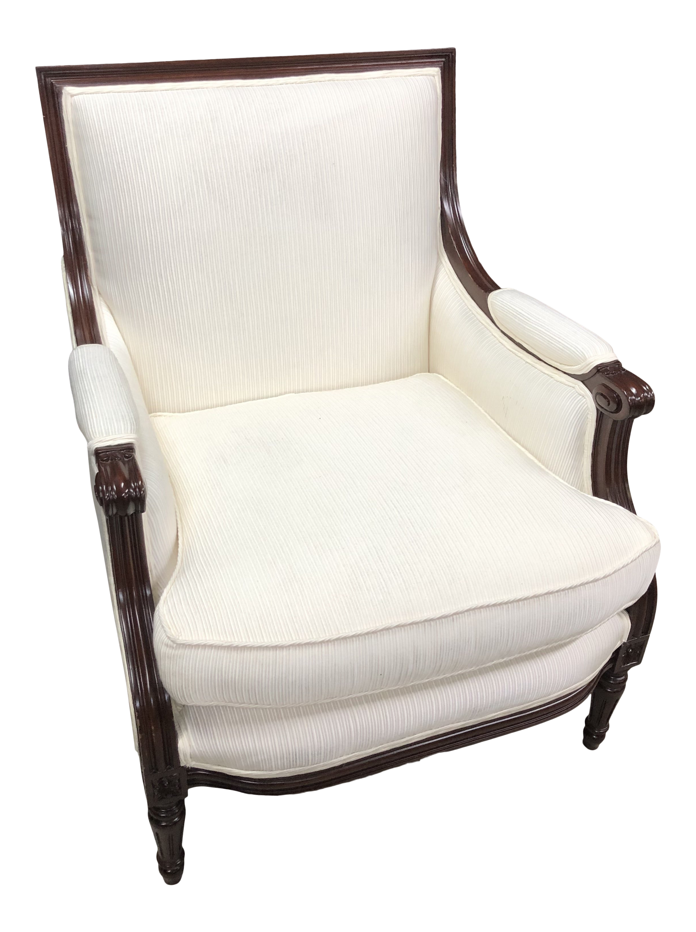 Antique Upholstered Arm Chairs with Mahogany Frame