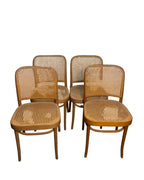 Vintage Thonet No. 811 Style Prague Bentwood & Cane Dining Chairs, Set of 4, c. 1960s–1980s
