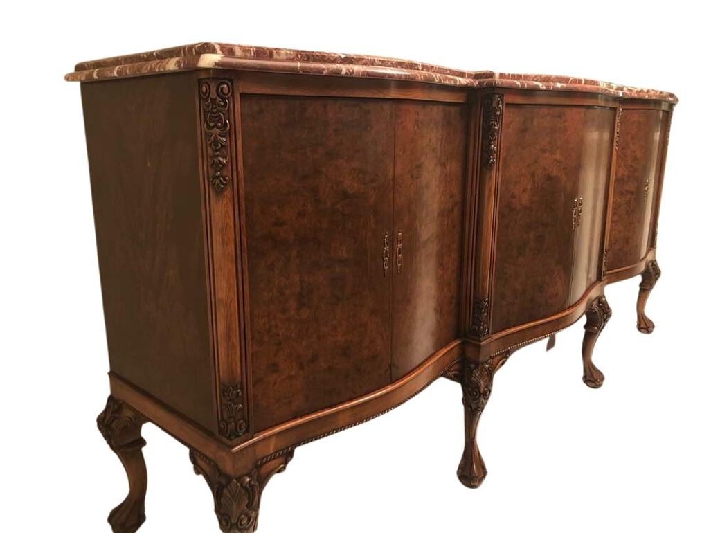 Traditional Italian Rosso Laguna Marble Top Buffet/Sideboard/Credenza, c. 1990s