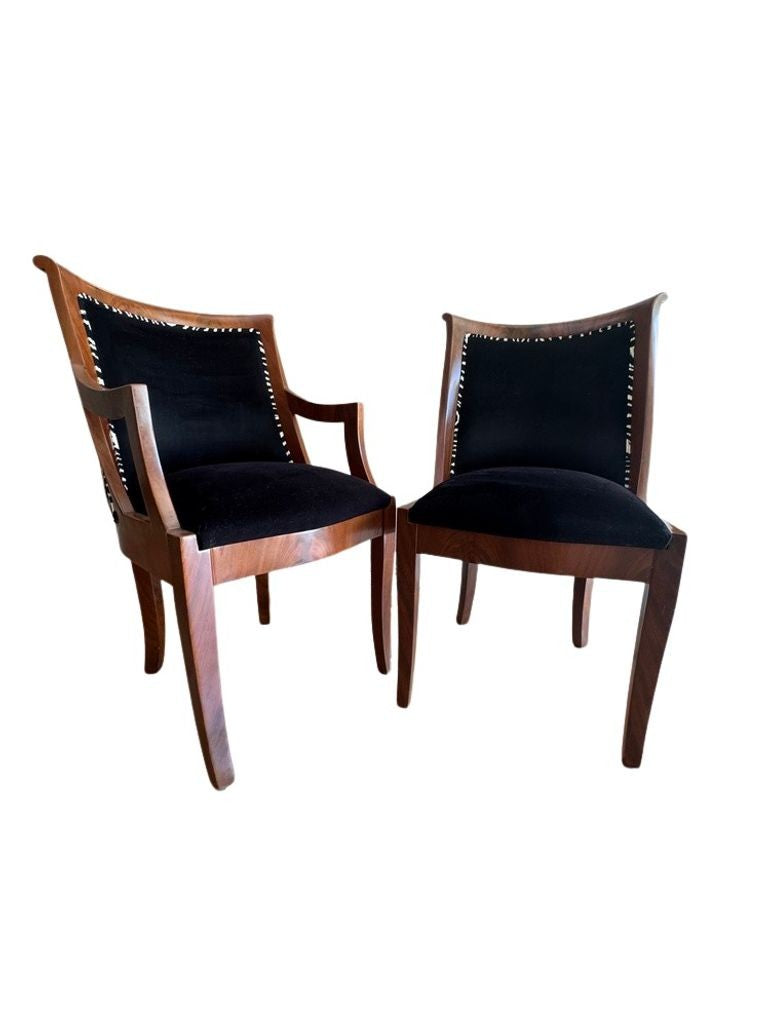 Vintage Empire Style Zebra Chairs - Set of 2