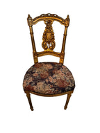 Antique French Louis XIV Gold Leaf Side Accent Harp Small Chair