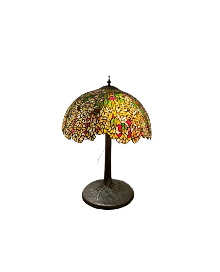 Vintage Tiffany Style Stained Glass Desk or Table Lamp