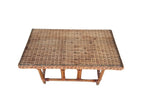 Vintage MCM Wicker Rattan Coffee Table with Glass Top