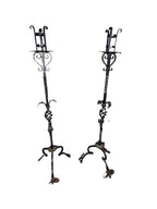 Antique Wrought Iron Floor Candelabras - Holds One Pillar Candle  - Set of 2