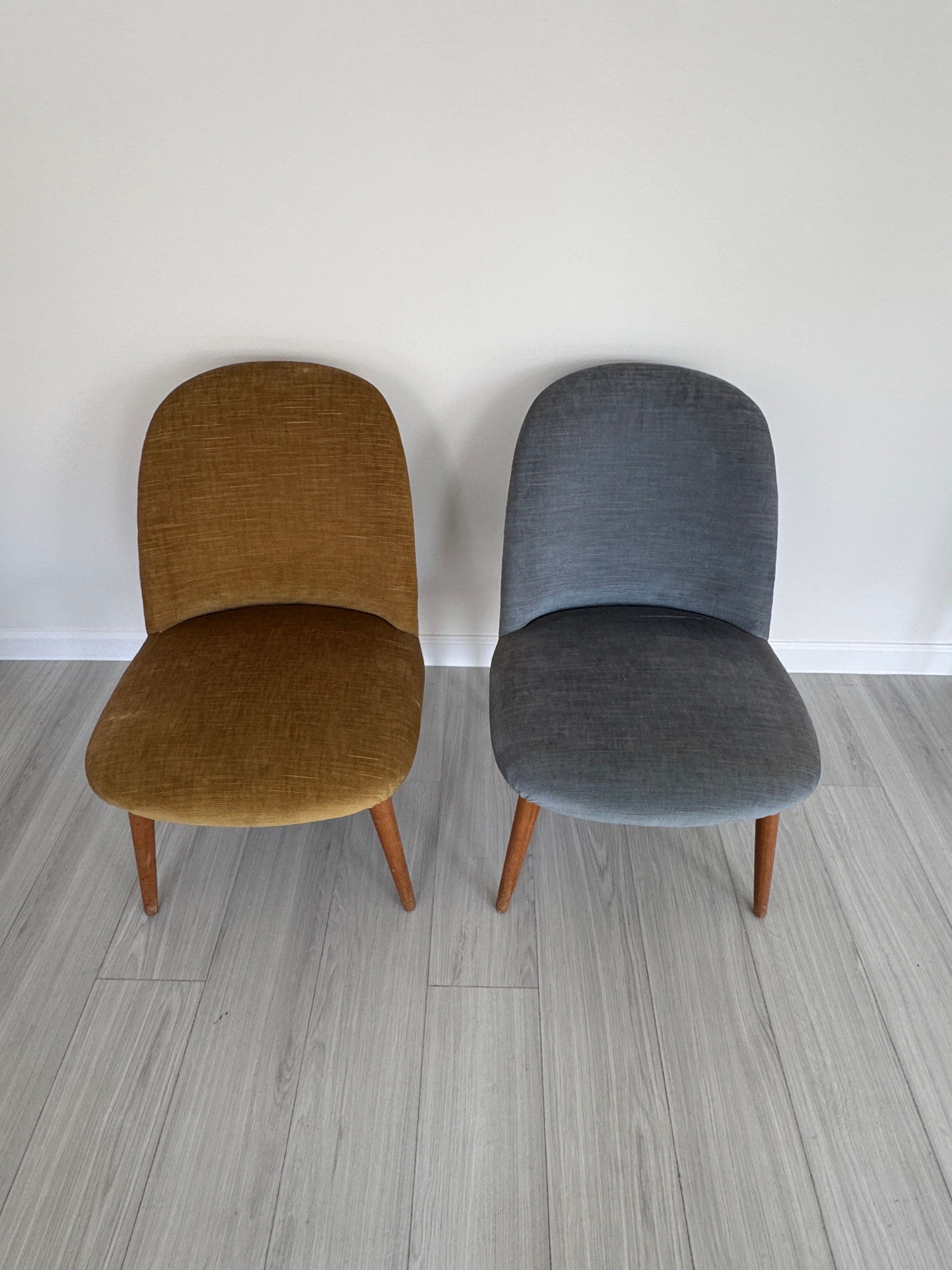 Vintage 1950s Mid Century Modern Upholstered Accent Chairs - Set of 2
