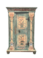Custom-Made Italian Style Folk-Painted Farmhouse Armoire Cabinet, c. 1990s