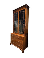Antique English Georgian Mahogany Bureau Bookcase with Astragal Glass Doors, Late 18th Century