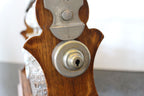 Antique English Oak Tantalus with Three Cut Crystal Decanters, c. late 1800s