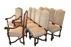 Vintage Provence Collection by Bussandri Louis XIV Style Fabric & Leather Dining Chairs, Set of 10, c. 2003