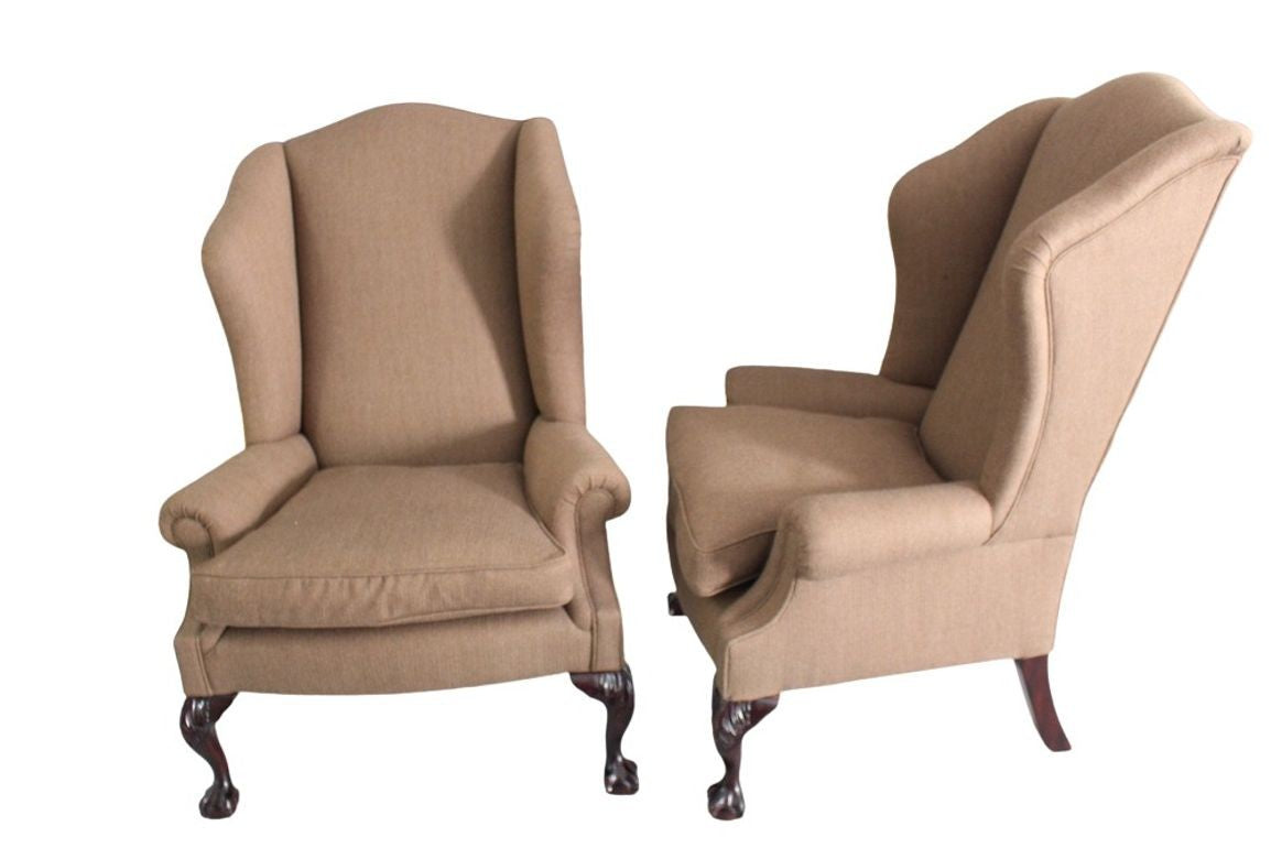 George Smith LTD Tan Wingback Chairs - Set of 2