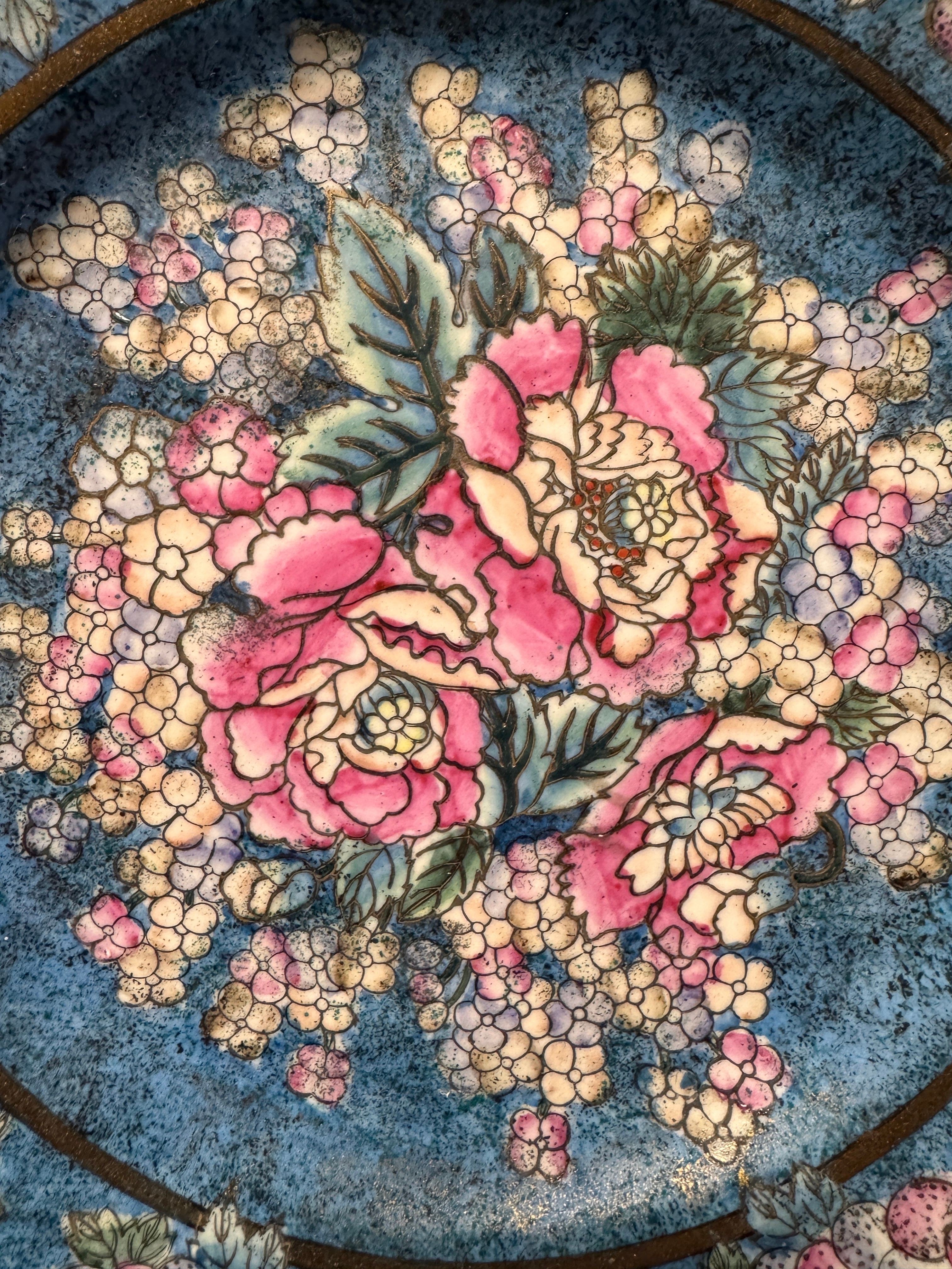 Vintage Chinese Cloisonné Decorative Wall Plate – Sold Individually, c. 1980s