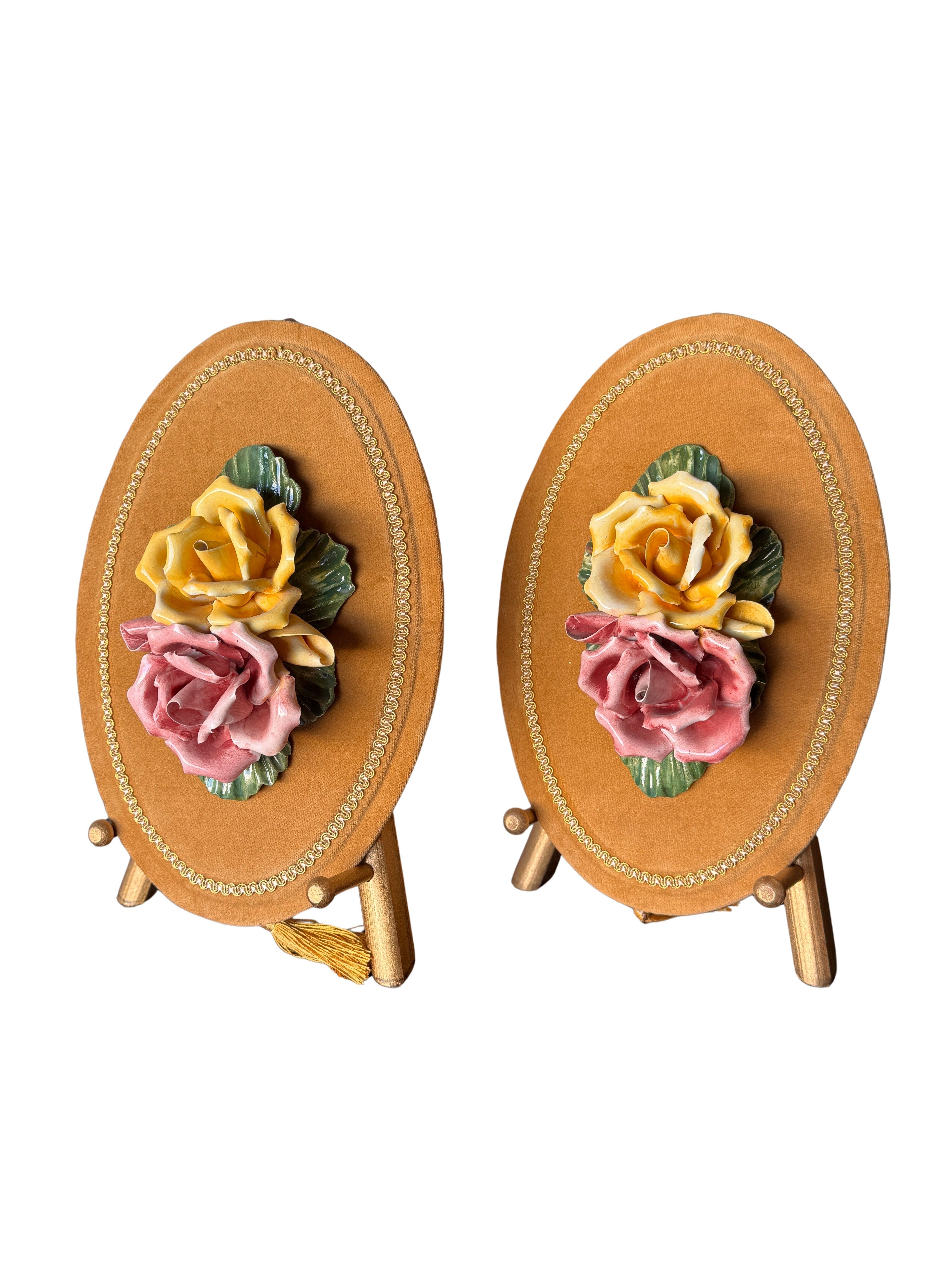 Vintage Italian Capodimonte Style Porcelain Flower Wall Plaque - Sold Separately