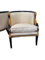 Vintage French Empire Style / Hollywood Regency Swan Tub Chairs - Set of 2