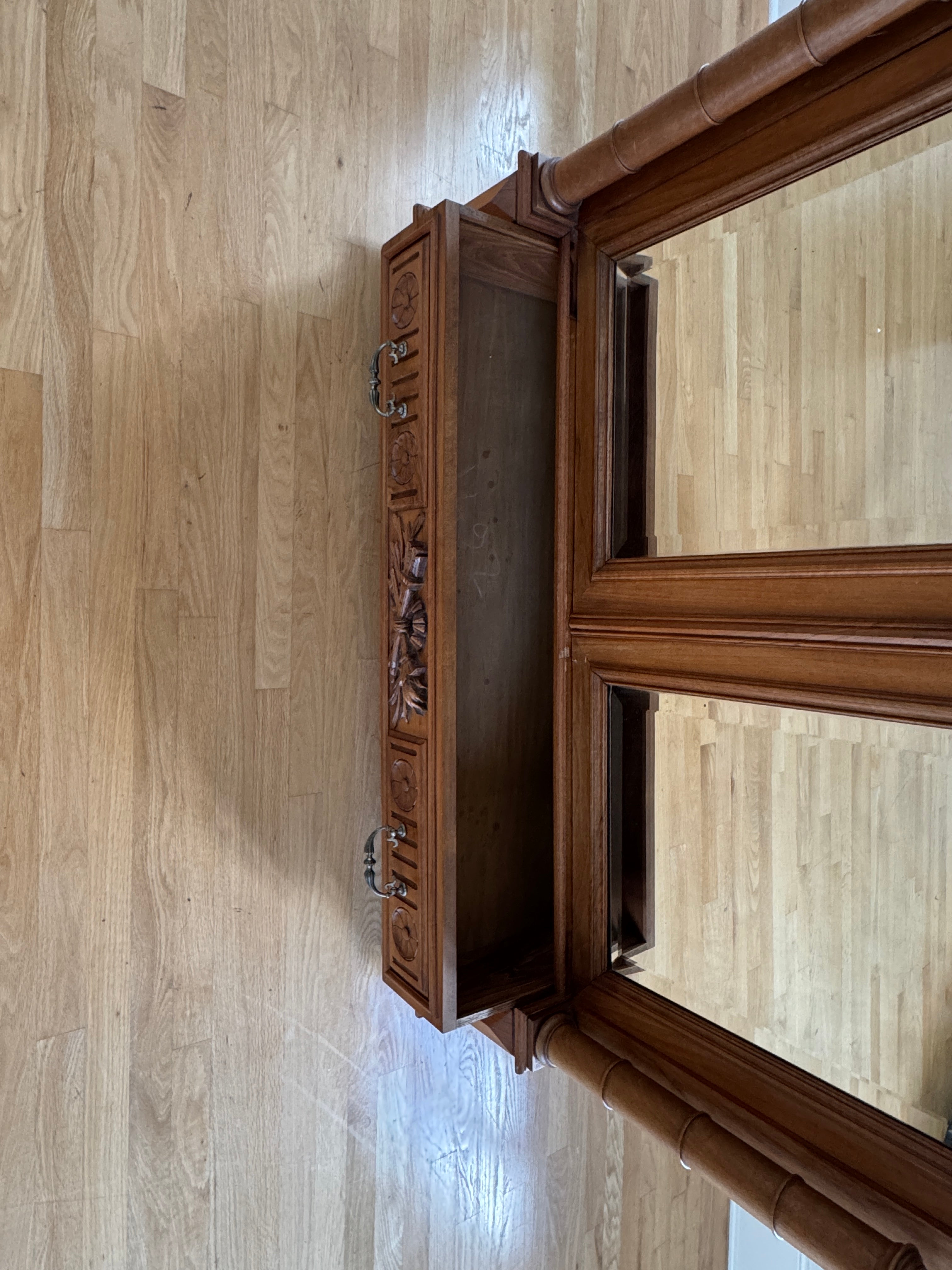 Vintage/Antique Tall Double Door Mirrored Armoire Wardrobe Cabinet