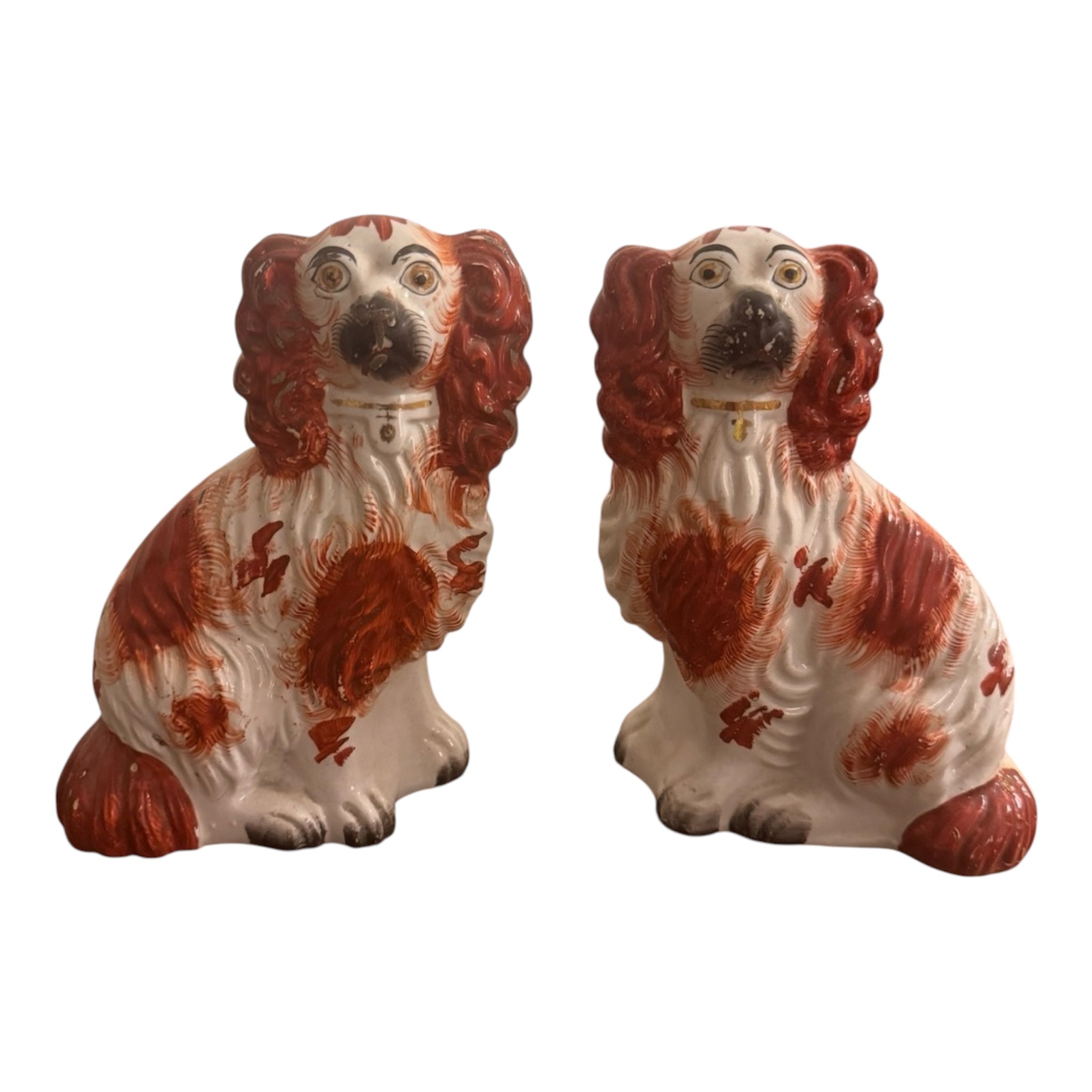 Antique Victorian Pair of Staffordshire Dogs, c. 1860s
