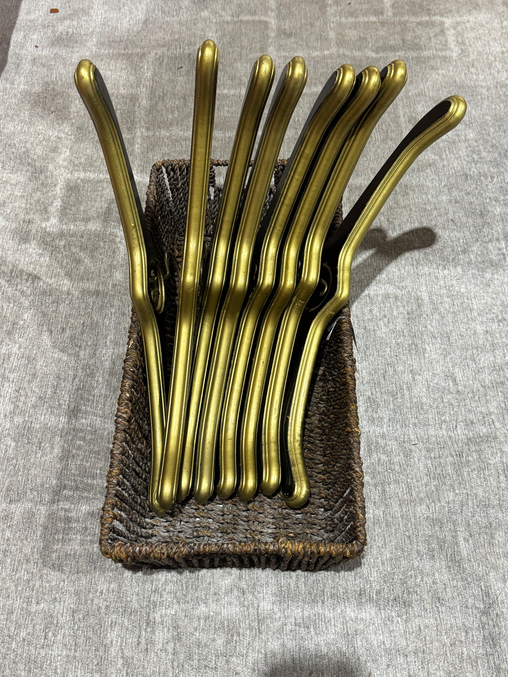 MCM Regency Black and Gold Wood Clothes Hangers - Monogrammed with U and V