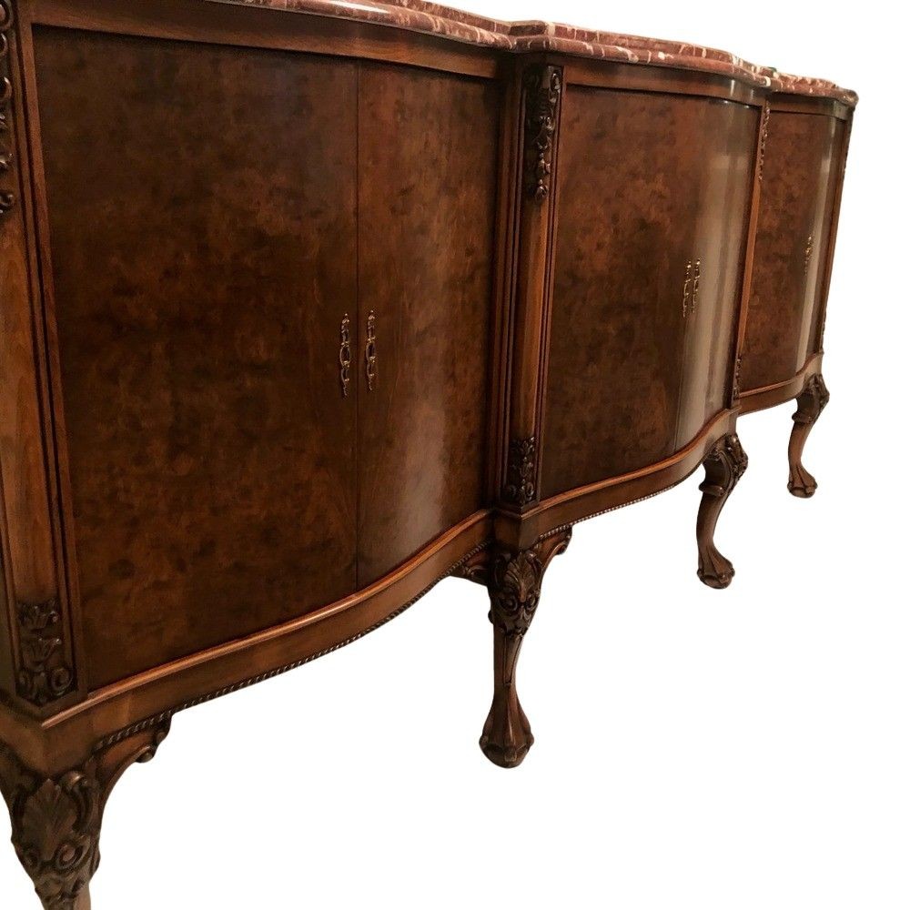 Traditional Italian Rosso Laguna Marble Top Buffet/Sideboard/Credenza, c. 1990s