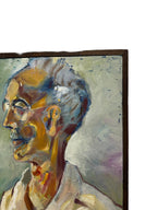 Elderly Asian Man Deep in Thought, Original Framed Oil on Canvas, by Youngsook Park, Circa 2000s