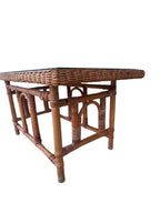 Vintage MCM Wicker Rattan Coffee Table with Glass Top