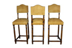 Vintage Suede Barstools with Nail Head Detail - Set of 3