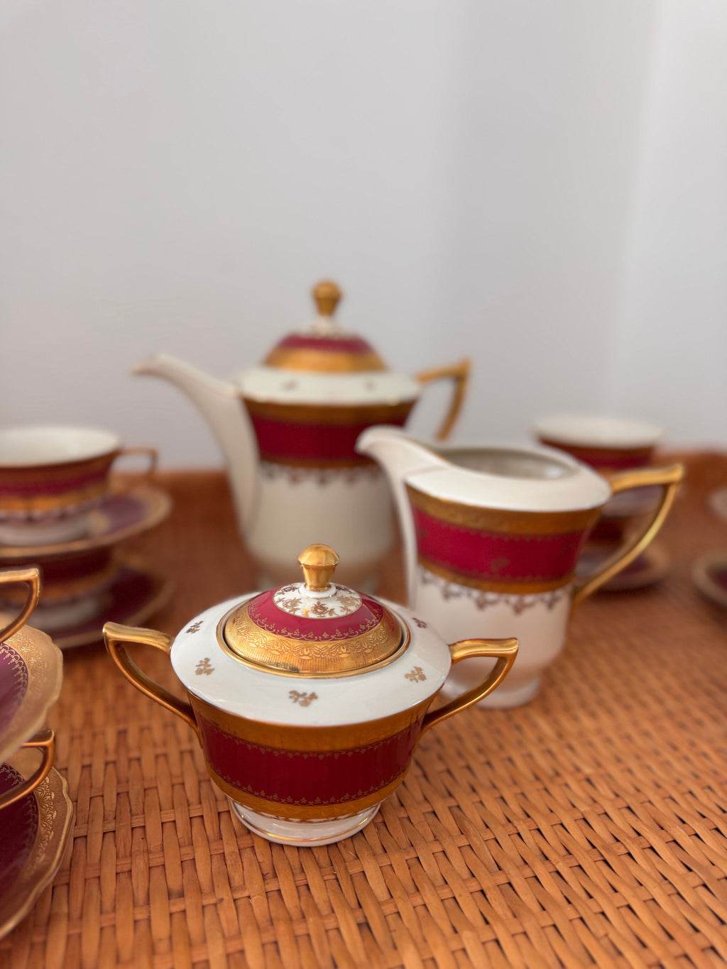 Vintage Carlsbad Fine China, Gloria, Tea Set with Service for 12, Czechoslovakia, c. 1930s