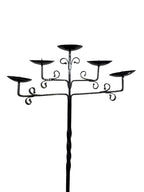 Antique Wrought Iron Floor Candelabras - Holds Five Candles - Set of 2