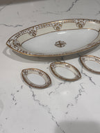 Antique Nippon Hand-Painted Porcelain Celery Bowl & Salt Cellars, Set of 5 – Morimura Brothers, c. 1910–1921