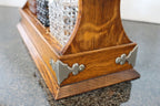 Antique English Oak Tantalus with Three Cut Crystal Decanters, c. late 1800s