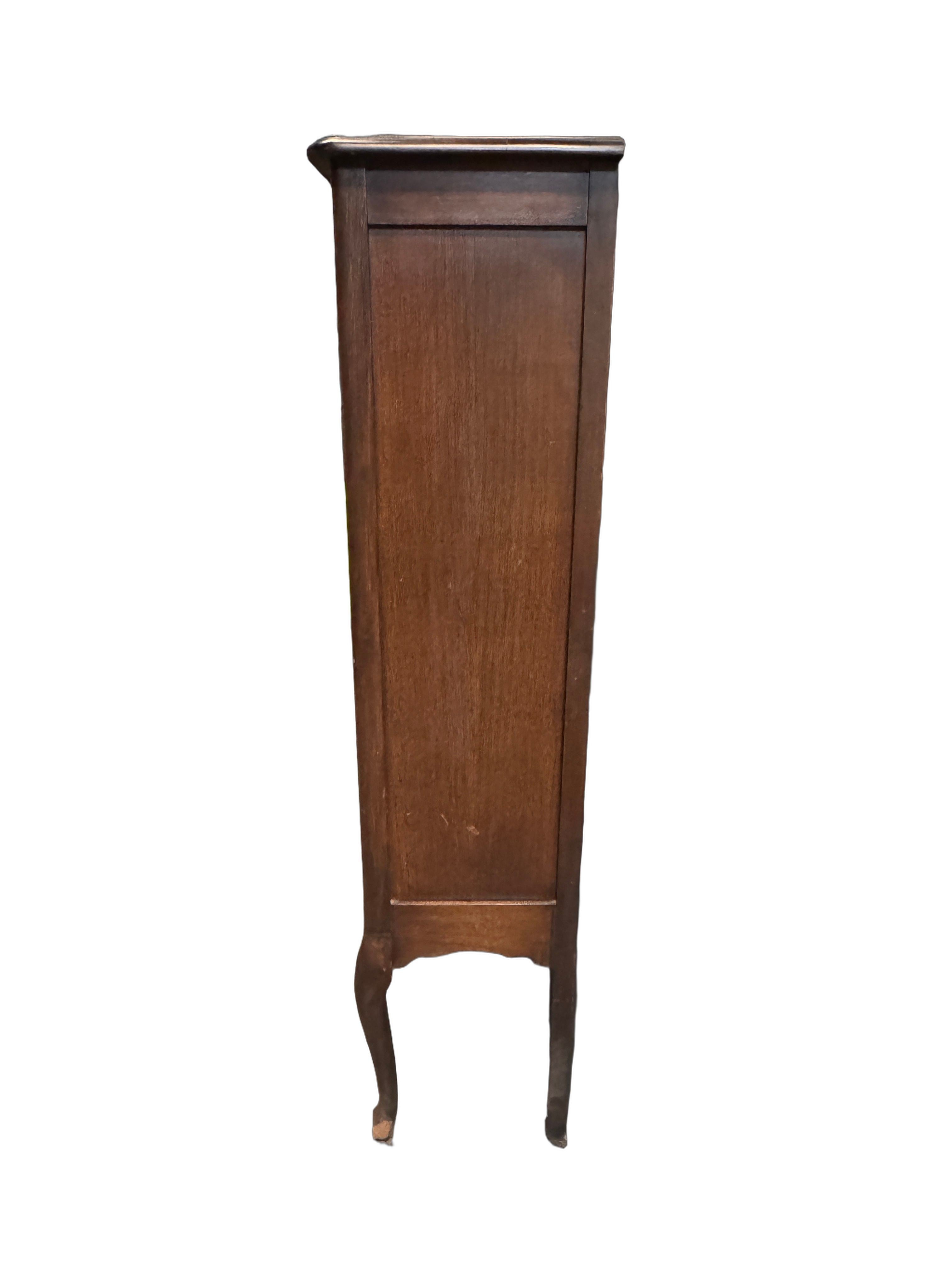 Antique Queen Anne Style Walnut Display Cabinet Bookcase Curio, c. 1920s