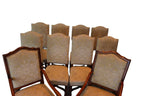 Vintage Provence Collection by Bussandri Louis XIV Style Fabric & Leather Dining Chairs, Set of 10, c. 2003