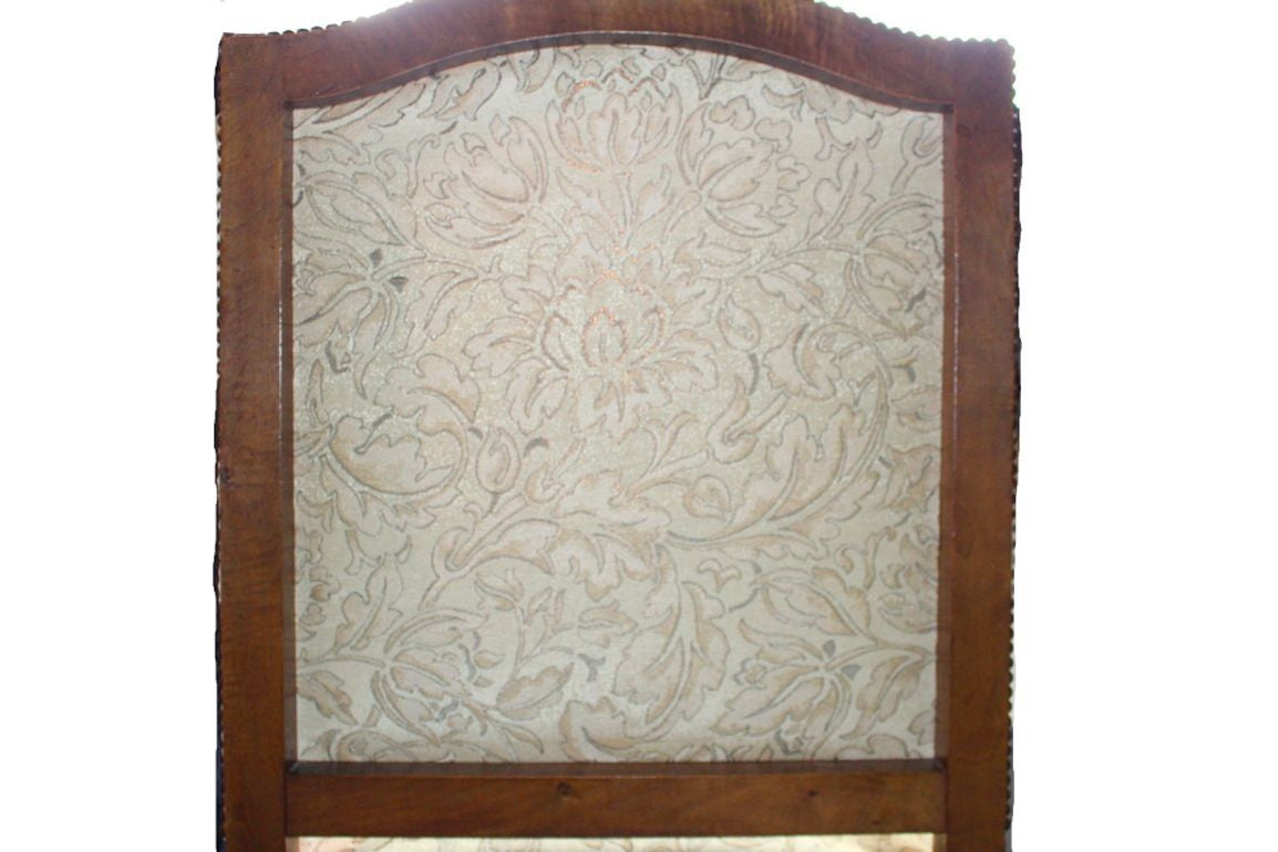 Antique French Louis XIV Style Nail Head Upholstered Arm Chairs - Set of 2