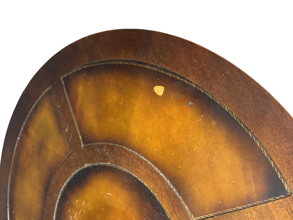 Antique Duncan Phyfe Style Mahogany Drum Center Table with Gold-Tooled Leather Top, Early 20th Century