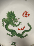 Vintage Meissen Porcelain Wall Plate – Green Ming Dragon Motif, c. 1970s