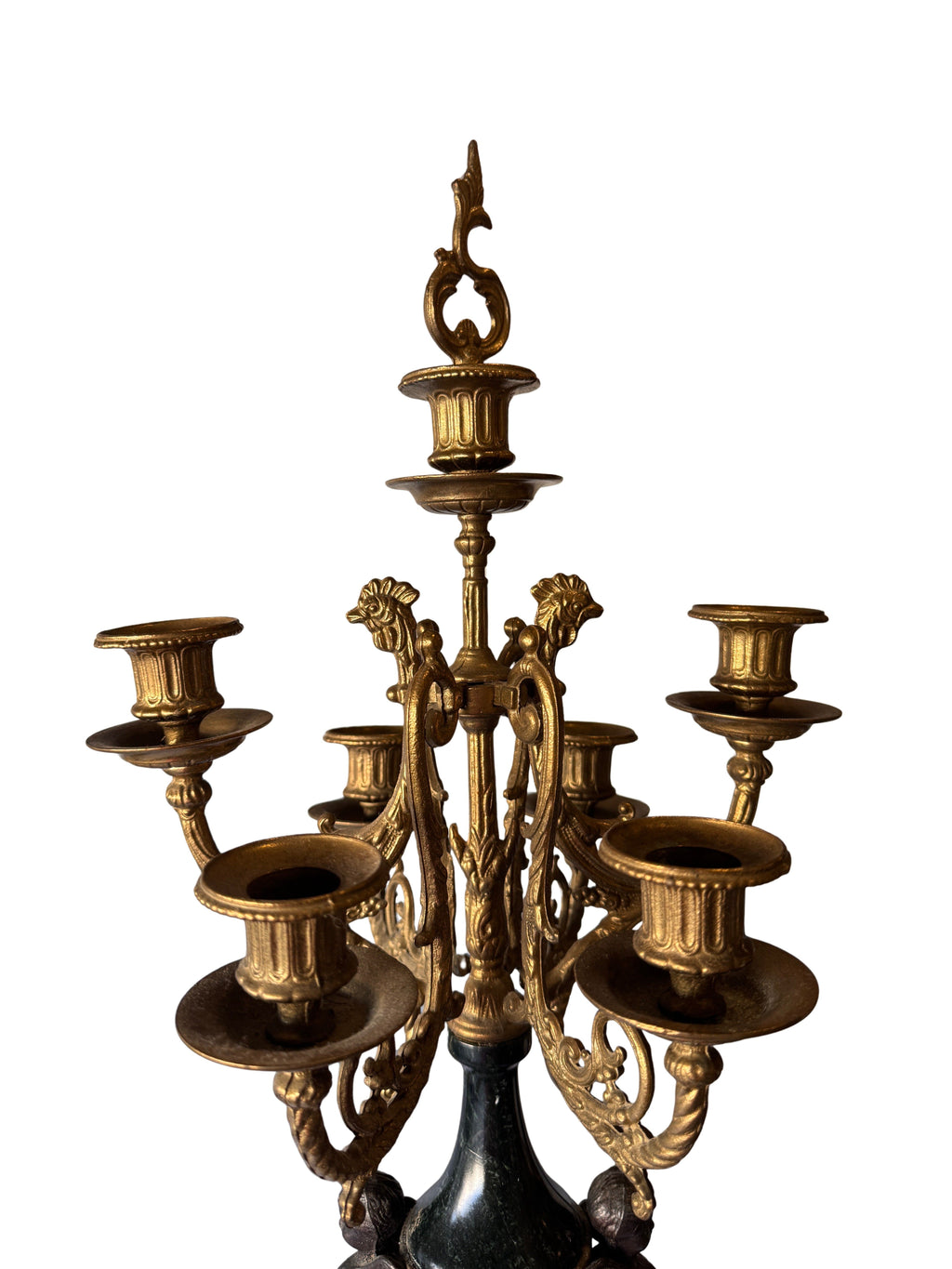 Antique Brevettato Six Candle Candelabra in the French Empire Style made of  Bronze and Marble, c. early 20th century - Sold as a Set