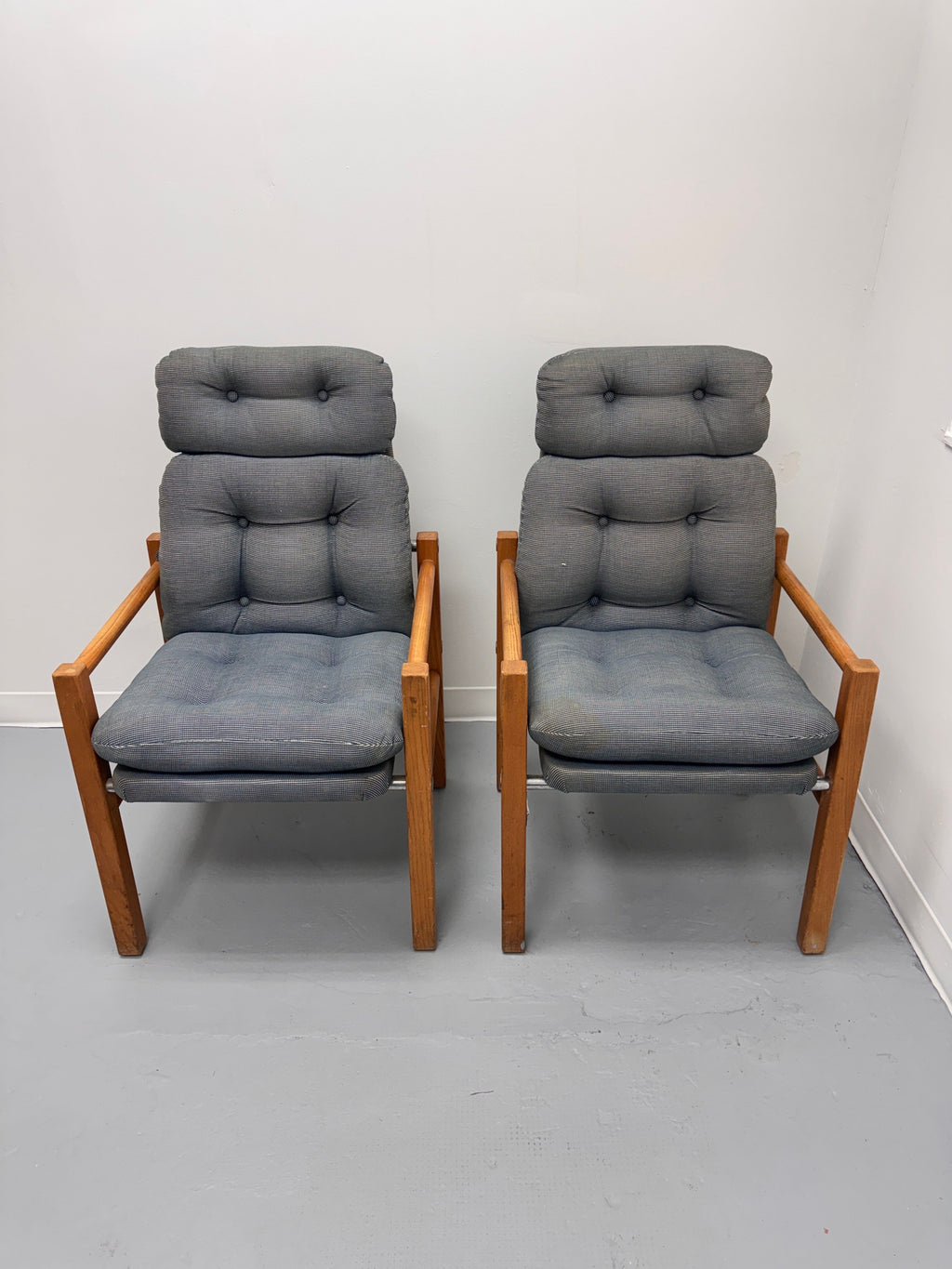 Vintage Danish Modern High-Back Lounge Chairs, Pair, c. 1970s