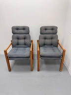 Vintage Danish Modern High-Back Lounge Chairs, Pair, c. 1970s