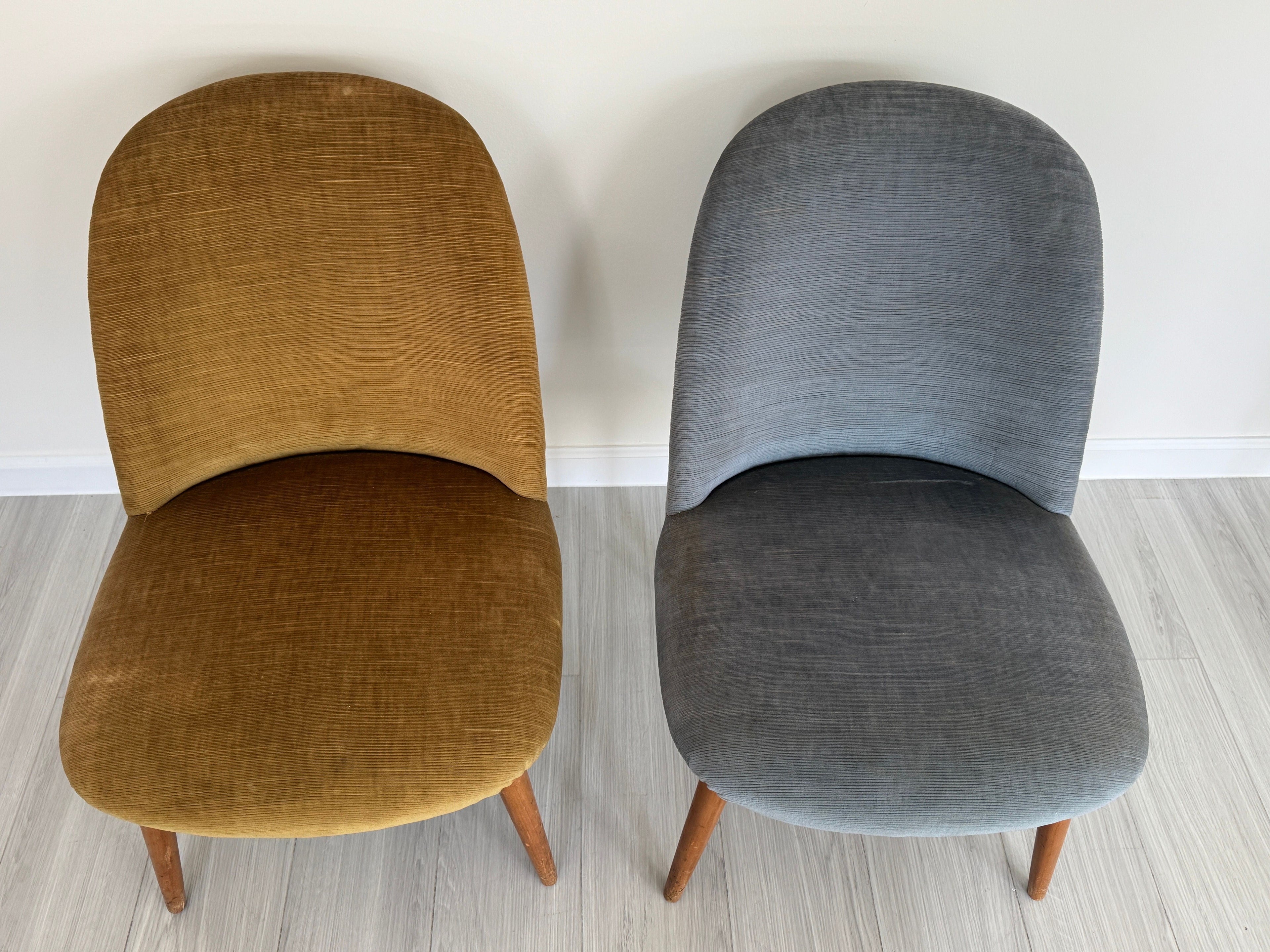 Vintage 1950s Mid Century Modern Upholstered Accent Chairs - Set of 2