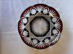 Antique Czech Bohemian  Ruby Red Art Deco Hand Cut to Clear Crystal Plate featuring Starburst Geometric Patterns , c. 1920