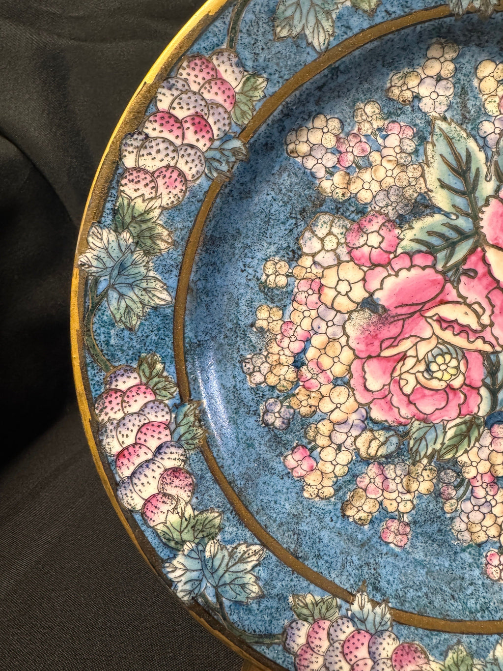 Vintage Chinese Cloisonné Decorative Wall Plate – Sold Individually, c. 1980s